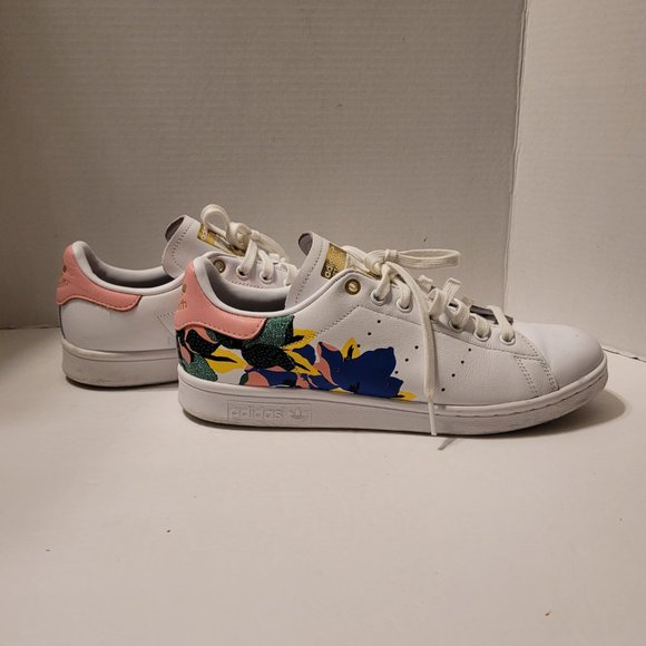 Adidas Stan Smith Sneaker White/Pink/Green/Blue/Yellow Lace up Closure Size 10 - Picture 7 of 13